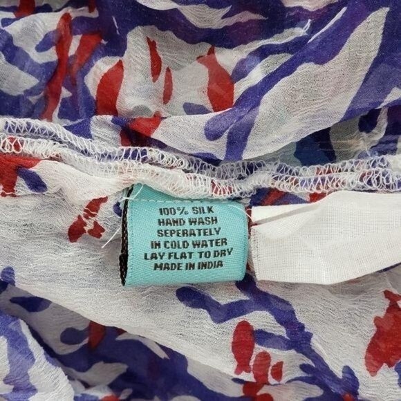 Letarte Silk Sheer Fish and Coral Print Lace Up Swim Coverup with Beads/Sequins - Picture 6 of 7